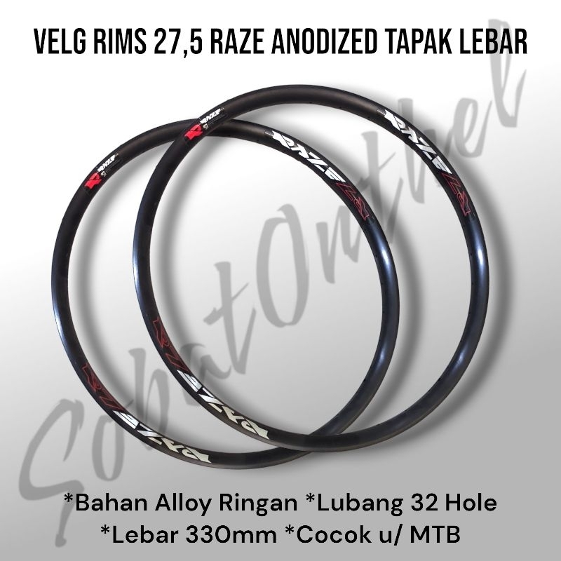 Velg Rims 27.5 Hole 32 Raze R7 Anodized Tapak Lebar