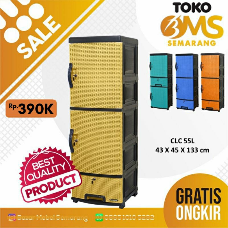 Napolly Lemari Plastik Susun 3  Motif Rotan CLC 55L Toko Bms