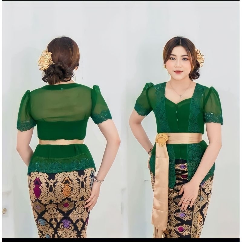 Kebaya Jadi Bordir Tangan Pendek Motif Kerawang Semut || Kebaya Adat Bali Modern || Kebaya Adat Bali