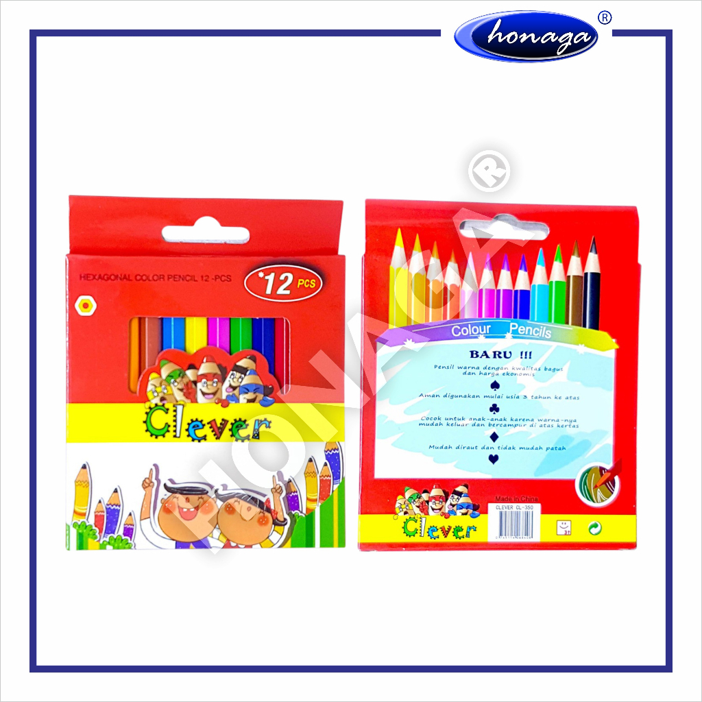 

Pensil 12 Warna Clever Star Pendek 12w Short Hexagonal Colour Pencil