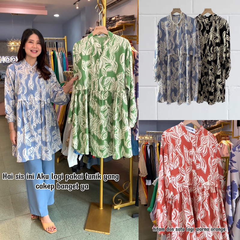 [YP 11703] New Fashion - Atasan tunik crinkle best seller / Pakaian muslim wanita full motif