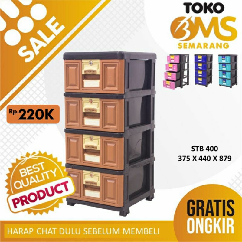 Free Ongkir Semarang Napolly Lemari Plastik Susun 4 Drower STB 400 toko bms