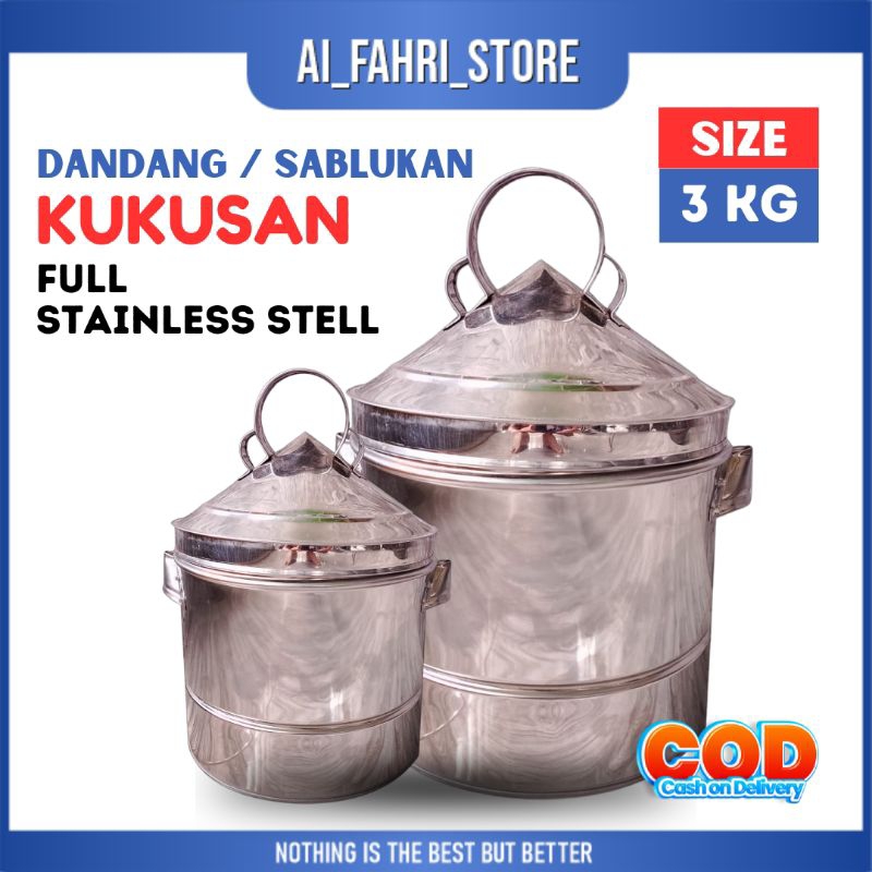 Dandang Nasi | Sablukan Kukusan ukuran 3kg/ 4.16 liter bahan stainless steel