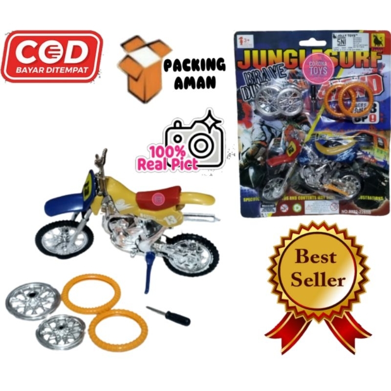 PROMO 8022-2288b MAINAN ANAK MOTOR JUNGLESURF + BAN + OBENG / MAINAN MOTOR SATU SET