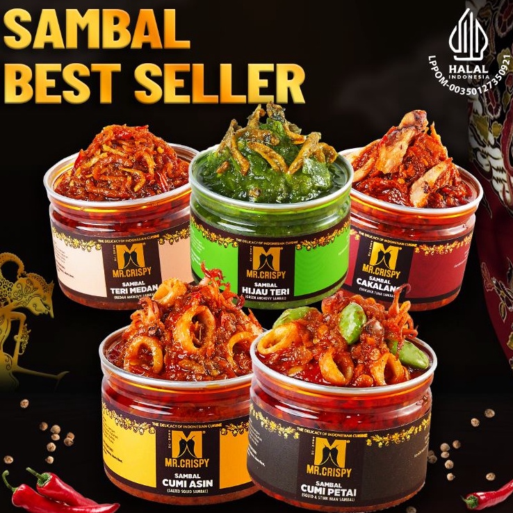 

[✮N49<] Sambal Cumi Asin/Pete/Bajak Ebi/Teri Medan Sambel Mr.Crispy Limited