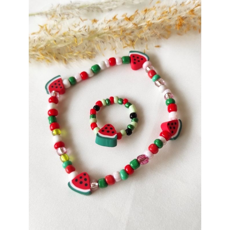 set gelang cincin semangka