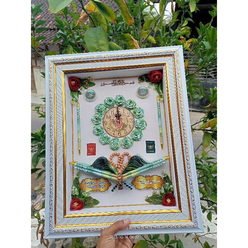 Bingkai Figura Mahar Pernikahan Simple Jam Aktif Bahan Perlengkapan Mahar