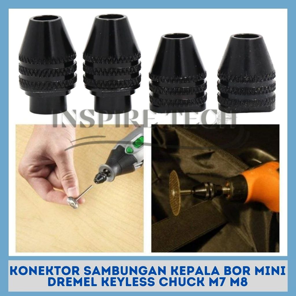Konektor Sambungan Kepala Bor Mini Dremel Keyless Chuck M7 M8