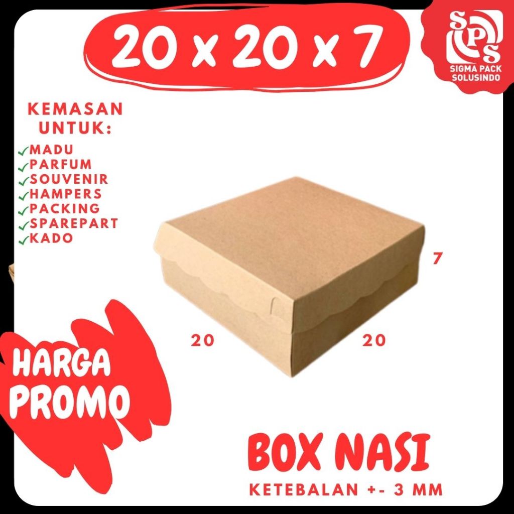 

Kardus Nasi Renda R10K 20x20x7 Box Dus Snack KOtak Kemasan Packing Hajatan