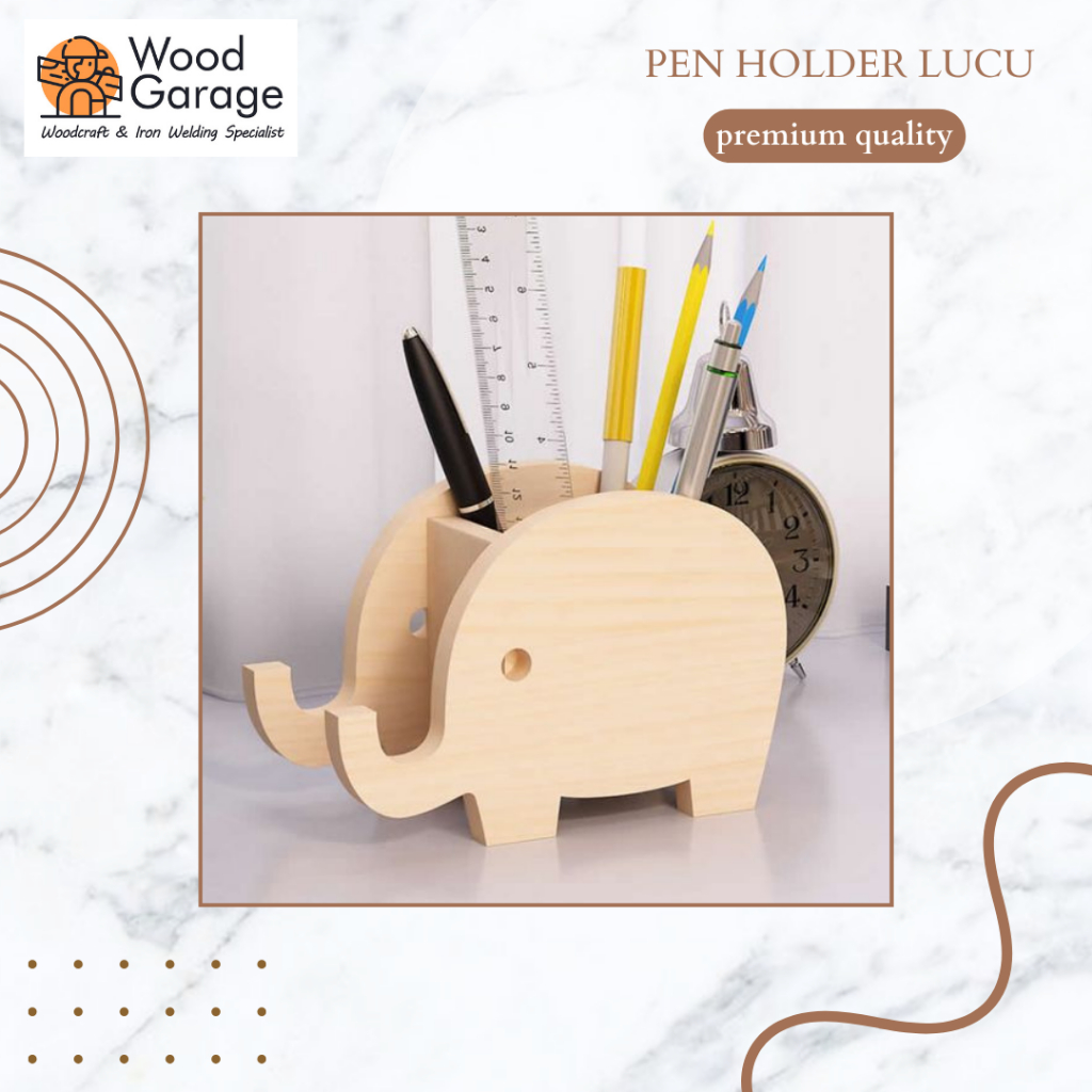 

Tempat pensil kayu lucu bentuk gajah dan paus serbaguna