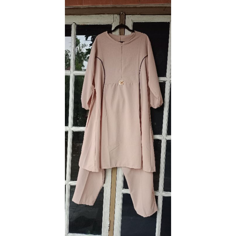 setcel kringkel stelan long tunik kringkel baru