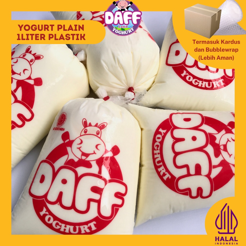 

48 (COD) YOGURT PLAIN LOW FAT KENTAL 1 LITER | YOGURT THICK | DAFF YOGHURT 6ptus