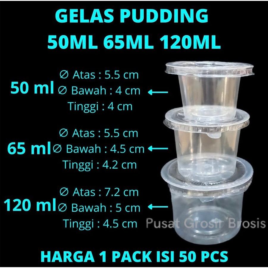 Gelas Ager Es Krim Cup Ice Cream Bening Gelas Plastik Agar Cetakan Puding Jelly 50ml 65ml 120ml + Tu