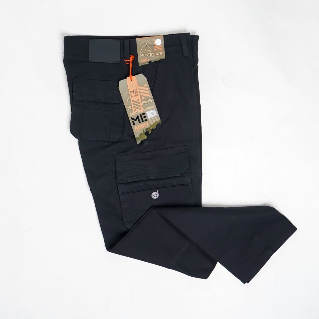 MUSTEVANS CELANA PANJANG CARGO KARGO HITAM