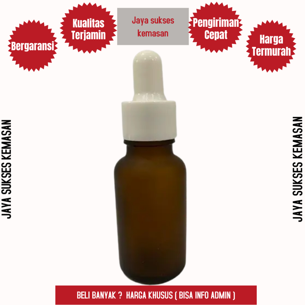 BOTOL KACA PIPET AMBER 20ML DOFF FROSTED RING MULUS PUTIH