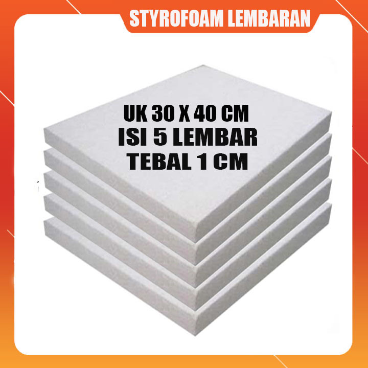 Strofoam gabus lembaran uk 30 x 40 tebal 1 cm isi 5 lembar