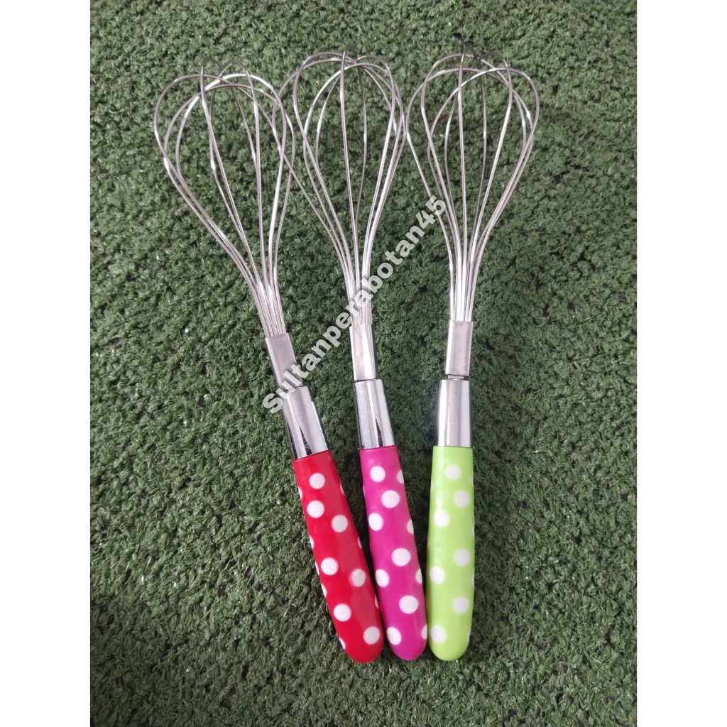 Pengocok telur polkadot - whisk steinless steel model