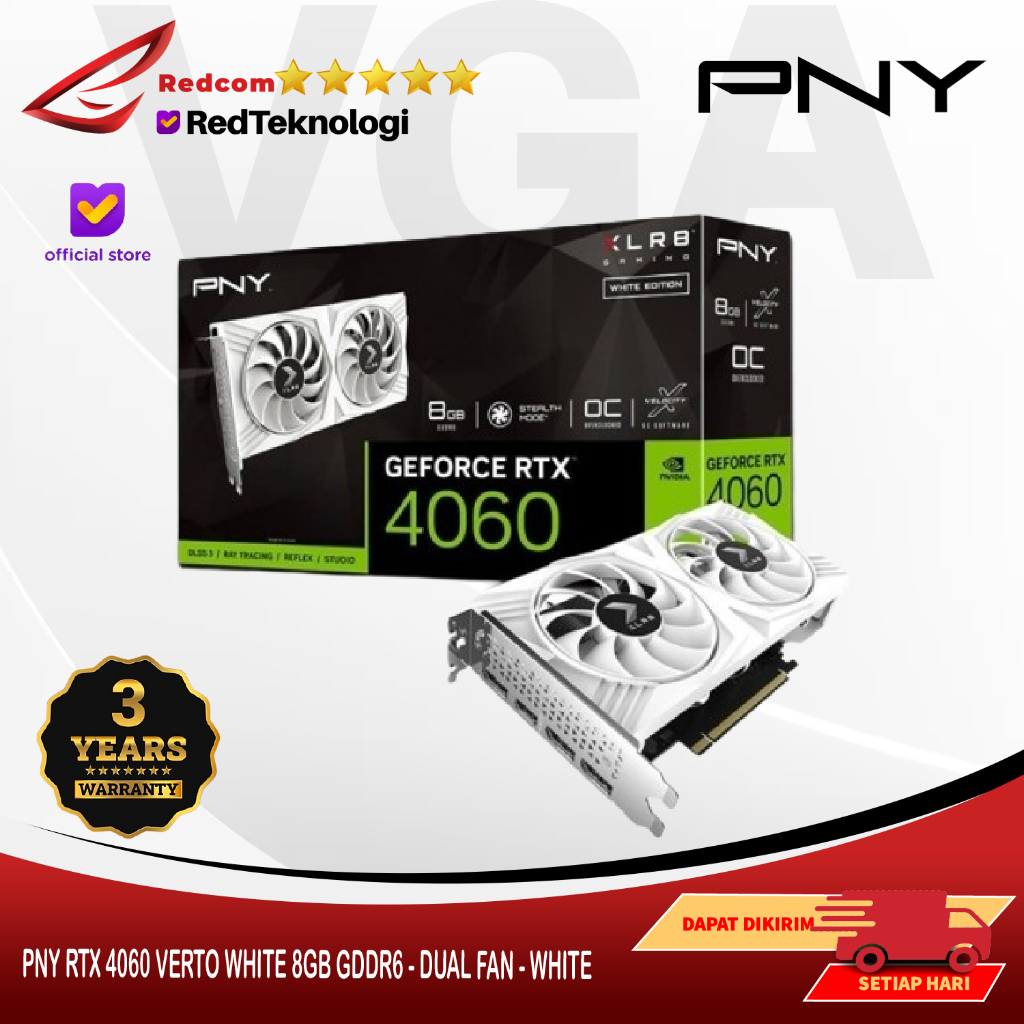 PNY RTX 4060 VERTO WHITE 8GB GDDR6 - DUAL FAN - WHITE