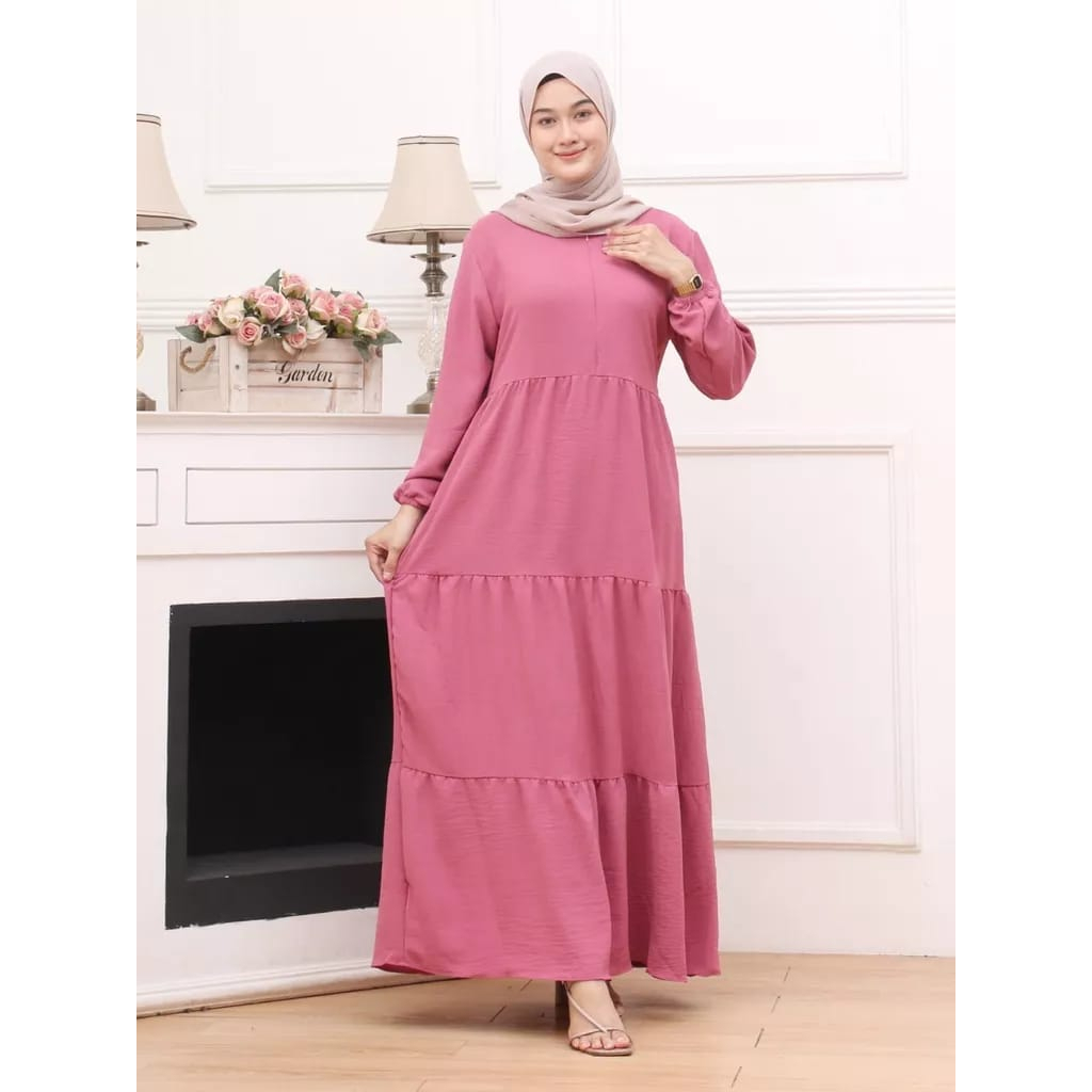 Hanum dress premium /dress polos /dress busui /gamis busui/ dress rayon/All Size