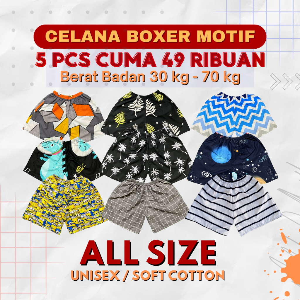 5 PCS BOXER PRIA | BOXER PRIA | CELANA BOXER PRIA DEWASA | CELANA DISTRO | BOXER DEWASA | CELANA KOL