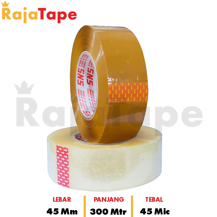 

[KODE SIMQM] Lakban Bening / Coklat 500 Yard / 300 Meter x 45 Mm x 45 Mic Sticky N Strong (SNS)