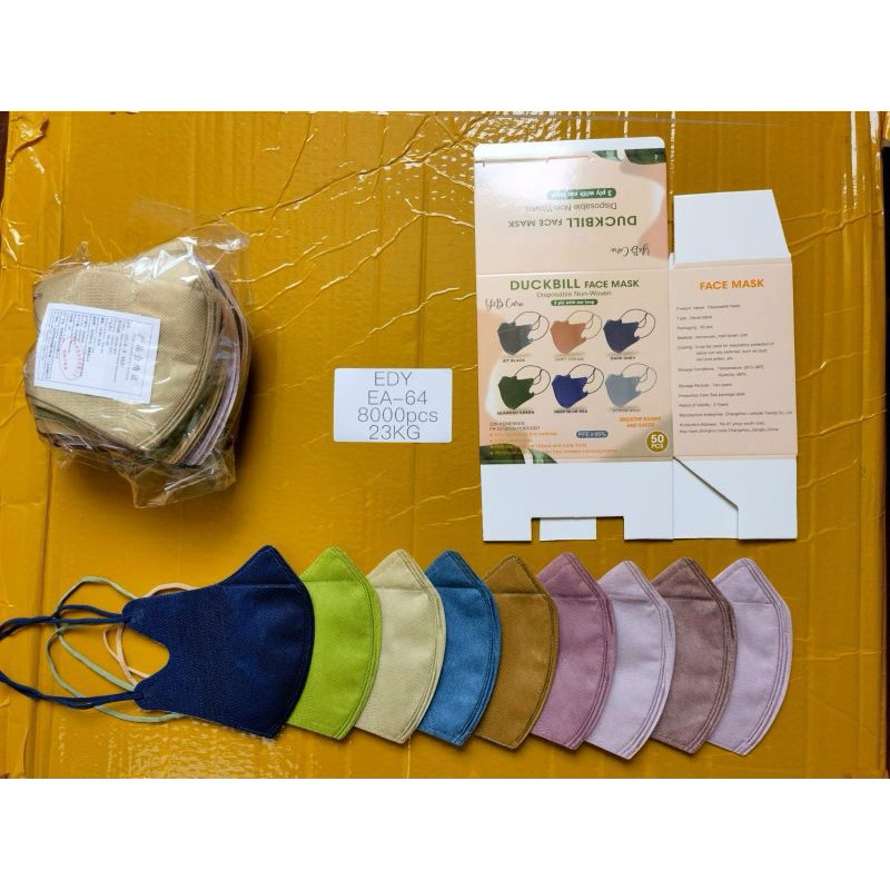 masker duckbill hijab ynb mix 1 box isi 50 warna-warni