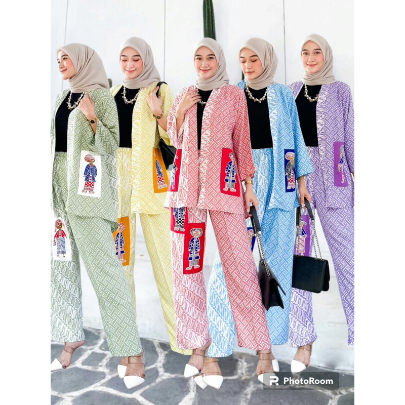 Batik motif mesir/Setelan Batik Wanita/One Set Wanita/One set kondangan wanita/one set murah/Setelan