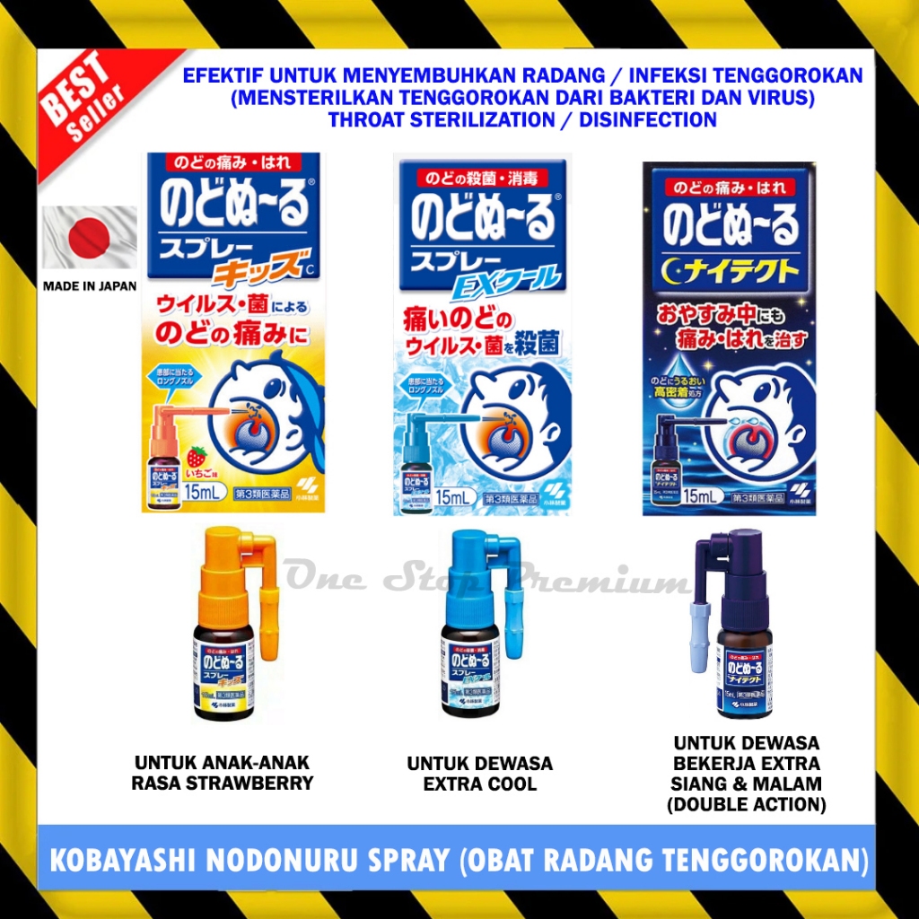 OBAT SAKIT RADANG INFEKSI SEMPROT TENGGOROKAN PANAS KOBAYASHI NODONURU NODO NURU SORE THROAT SPRAY U