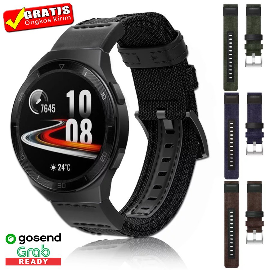 STRAP TALI JAM NYLON LEATHER KULIT HUAWEI WATCH GT 2E GT2E 46MM 22MM