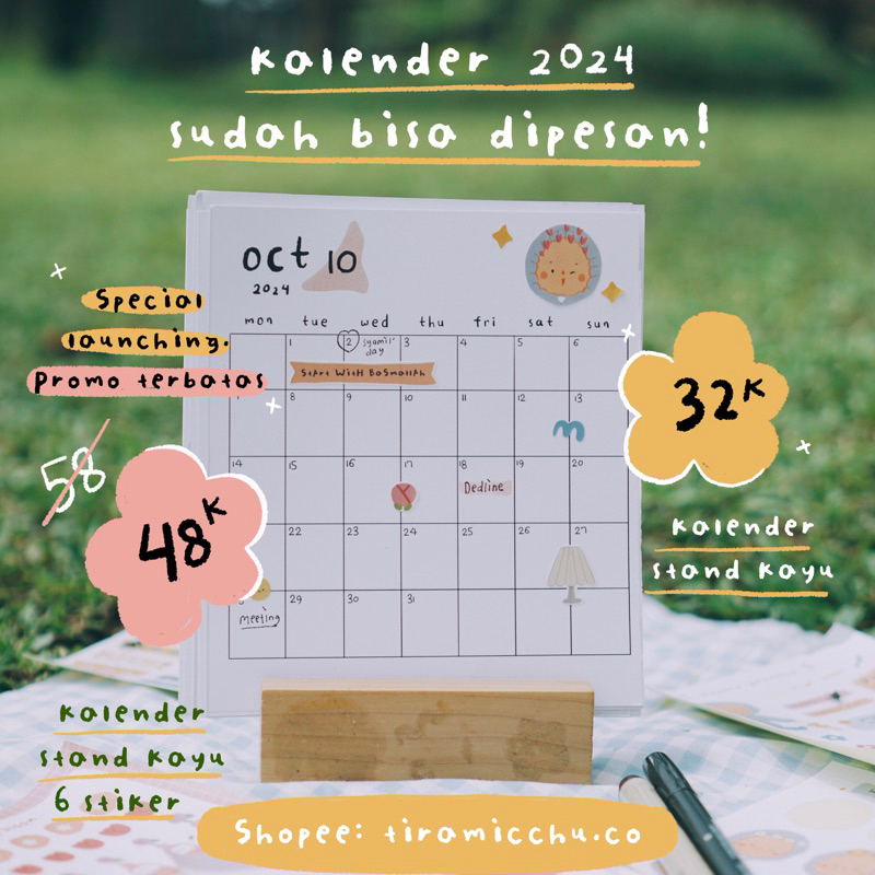 

Kalender 2024 | Kalender aesthetic | Kalender ala Korea | Kalender Meja | Kalender Duduk | Kalender Lucu