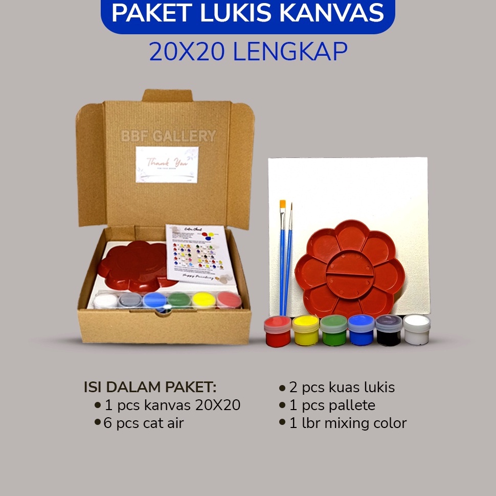 

R3@dy Br0 Paket lengkap melukis kanvas 20x20 cm 20x30 cm pallete kuas cat air dilengkapi dengan color mixing chart dan kanvas putih berkualitas hemat Good product