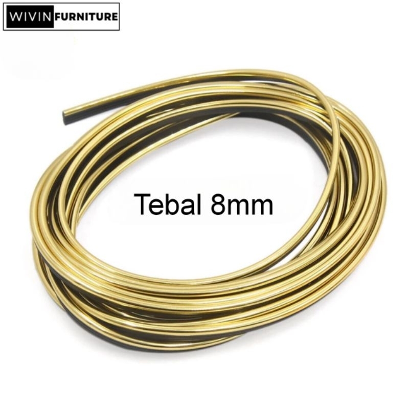 Lis Sofa Emas Bulat 8mm / Lis Gold Edging Sofa / Aksesoris Lis Edging Meteran