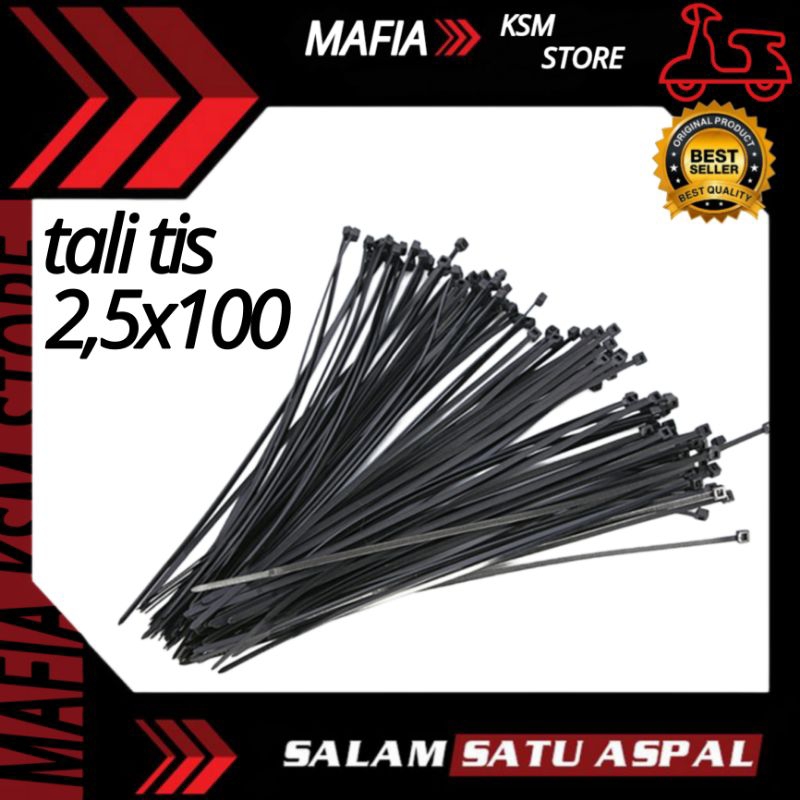 KABEL TIES 2,5×100 (HITAM) HARGA PER 10 BIJI - TALI KREK KRETEK TIS PENGIKAT KABEL kabel ties 10cm H