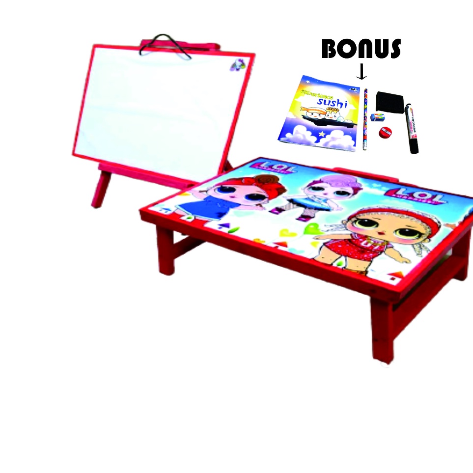 

★Terkini 1set alat tulis anak/meja belajar lipat plus papan tulis penyangga/satu set papan tulis penyanggah lengkap dengan meja belajar karakter bonus buku pensil penghapus dan serutan/paket murah meja belajar anak plus papan tulis bisa di hapus V97 ❊