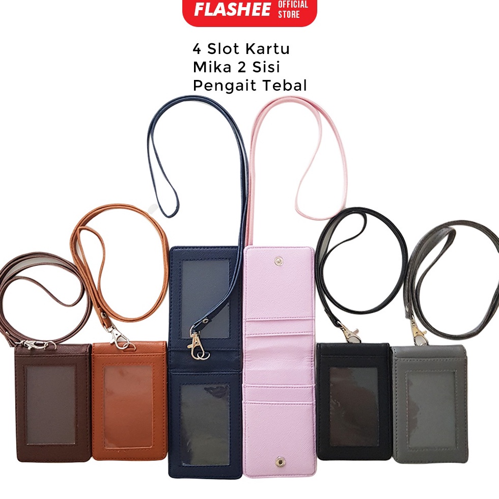 

[ITC95] Lanyard ID Card Holder Name Tag Kulit Dua Sisi Bolak Balik Mika Kancing Termurah Berkualitas Grosir