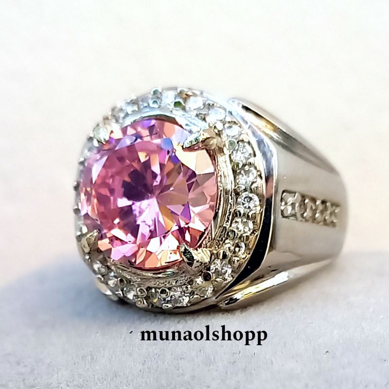 Cincin Batu Pink Topaz Super Mewah