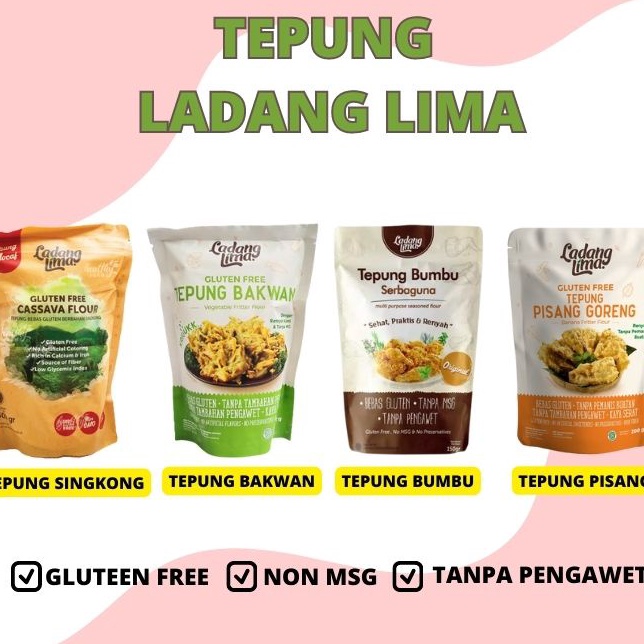 

[KODE I7D9J] LADANG LIMA - TEPUNG BUMBU SERBAGUNA TEPUNG BAKWAN TEPUNG SINGKONG TEPUNG PISANG | GLUTEN FREE TEPUNG SINGKONG JAGUNG BERAS SEHAT