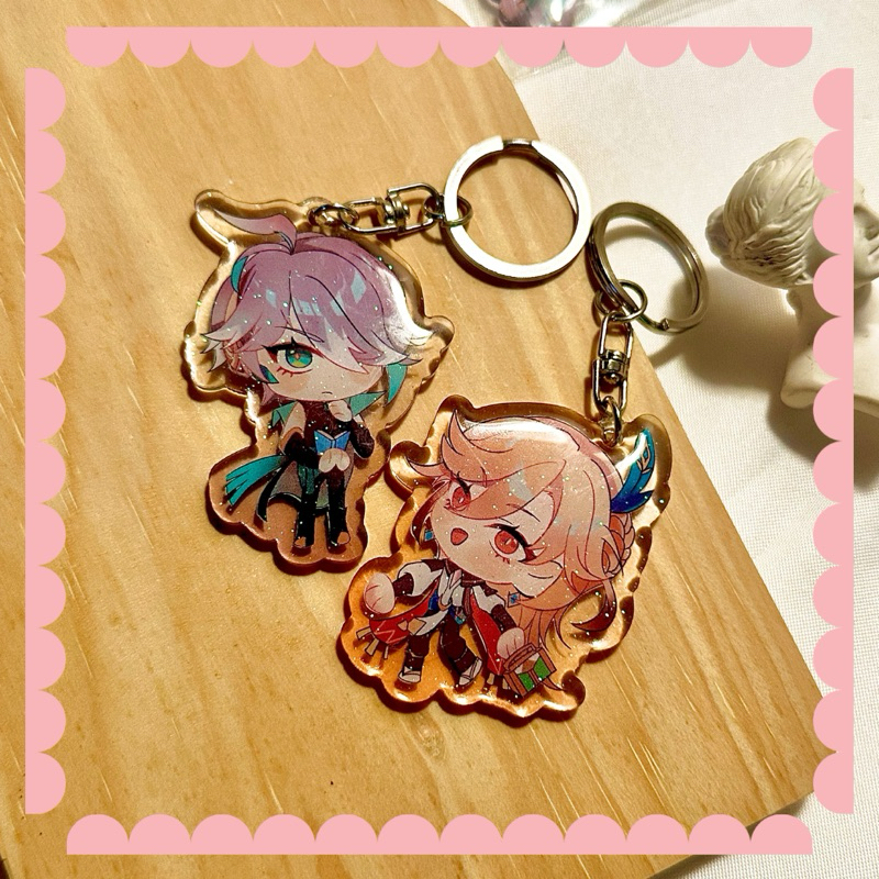 Genshin Impact Keychain Gantungan Kunci Alhaitham Kaveh - keychain resin epoxy glitter