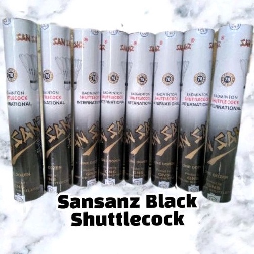 62 SHUTTLECOCK BULUTANGKIS KOK BADMINTON SANSANZ HITAM / BLACK INTERNATIONAL ISI 12 PCS 70