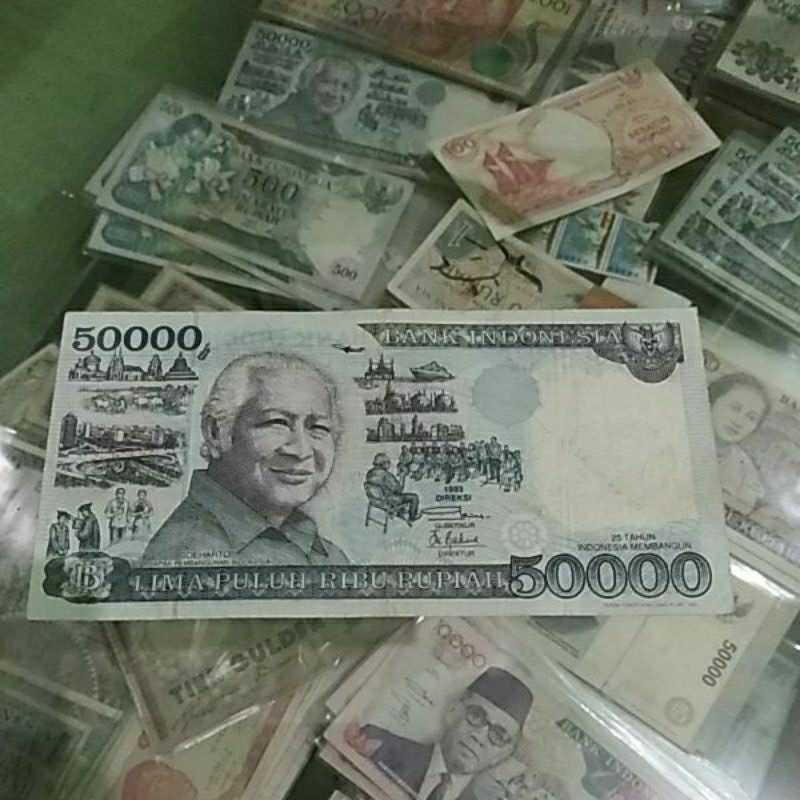 uang kuno 50000 soeharto kertas edisi 1993 asli langka