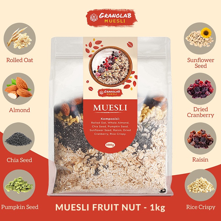 

➧Terlaris✷↕ Muesli Fruit and Seed 1 kg - Granolab Muesli Q76