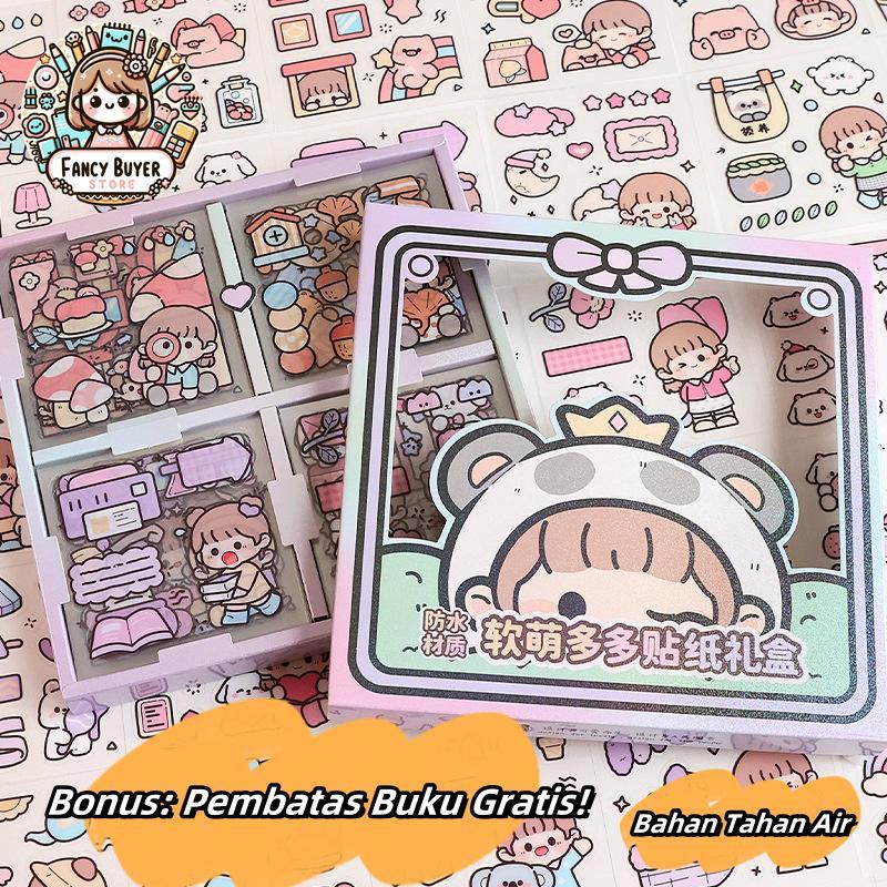 

❣️FBStore❣️Set 72 Stiker Tahan Air Buku Panduan Kartun Lucu dalam Kotak Hadiah Cocok untuk Peralatan Belajar Perempuan