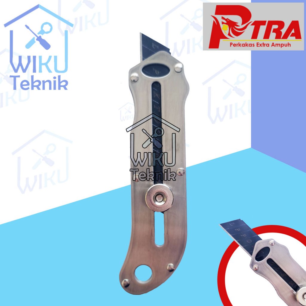

PTRA Pisau Potong Silet Cutter Gagang Besi Heavy Super Tajam Hitam