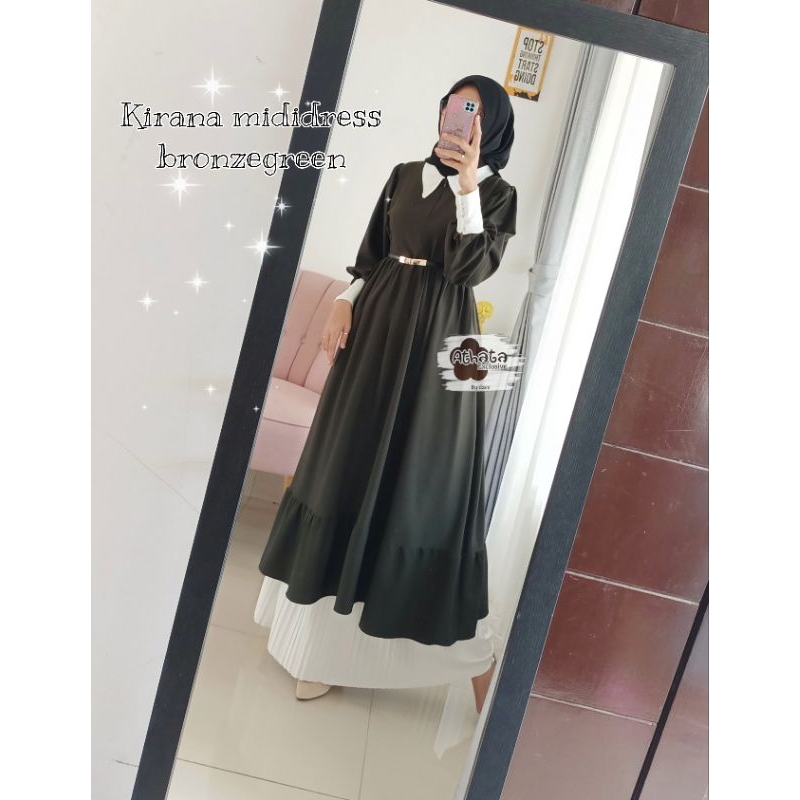 Athata by Dzee Ori - Kirana Midi Dress - Kekinian Style: Gamis Terbaru Lebaran 2025 dari Bahan Ity C