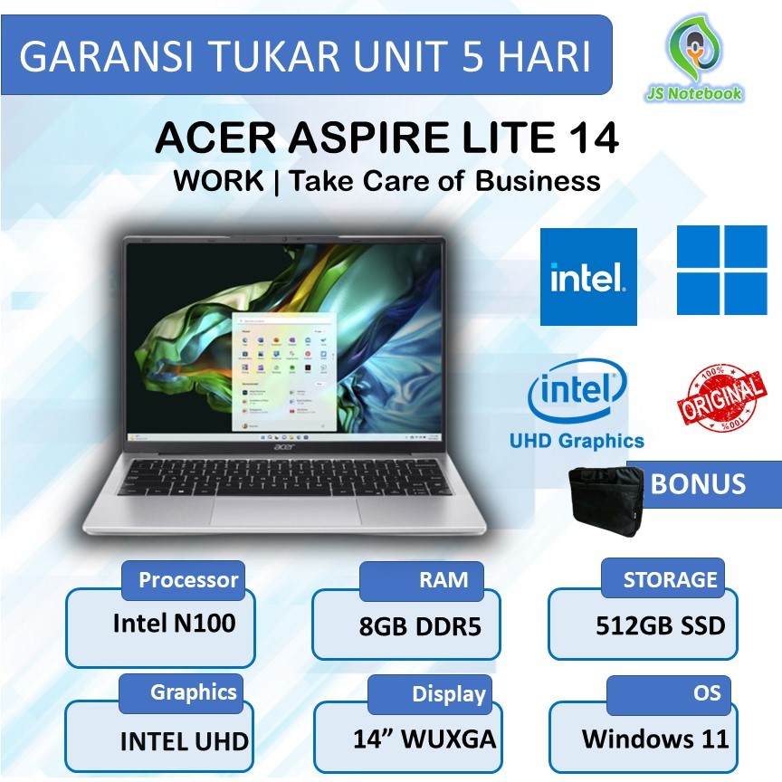 Laptop Acer Aspire 14 Lite AL14 Intel N100 8GB 512SSD Win11+OHS