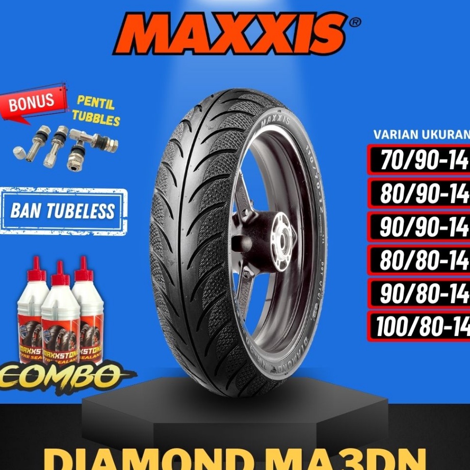 [KODE SEV08] [READY COD] BAN MAXXIS DIAMOND MA-3DN TUBELESS (70/90-14 / 80/90-14 / 90/90-14 / 80/80-14 / 90/80-14 / 100/80-14 ) BAN MOTOR MATIC / BAN MAAXI RING 14 / BAN HONDA / BAN YAMAHA / BAN MAXXIS MA-V6 / BAN MAXXIS M6239 TL