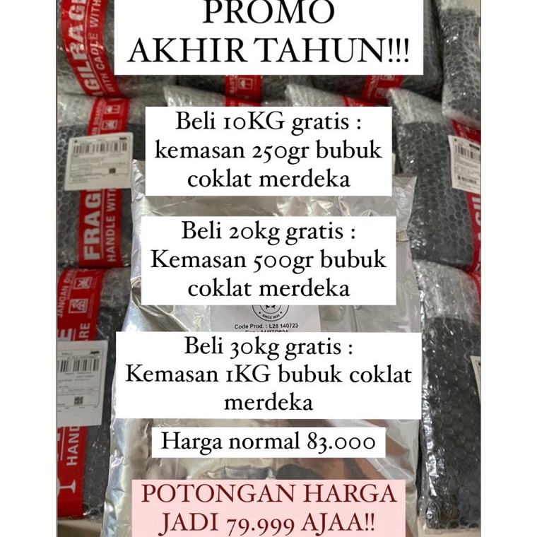 

[KODE PYK8D] PROMO!!! Bubuk Coklat Merdeka, Bubuk coklat premium tanpa gula 1.000gr, Bubuk minuman premium