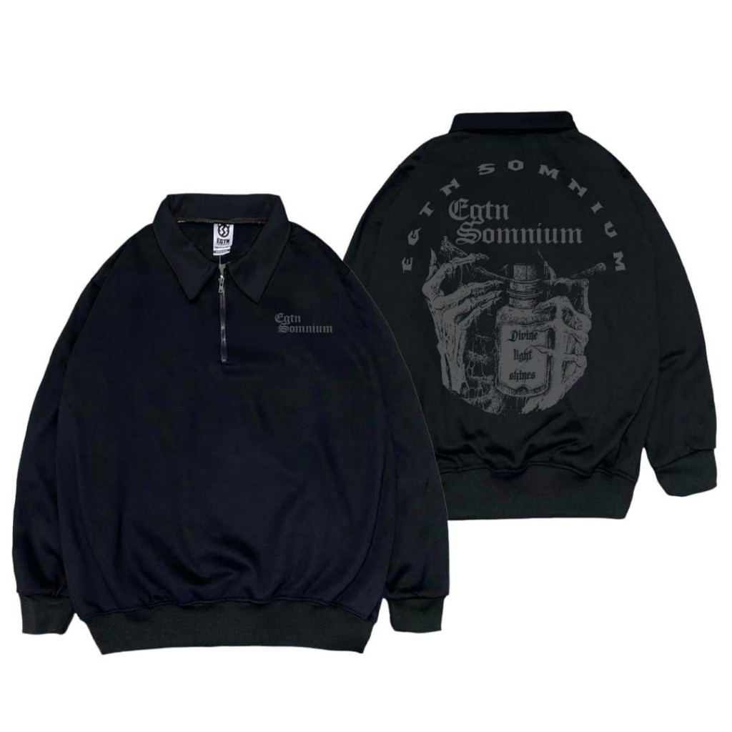 Crewneck Sweater Zipper tebal Original Eighty Nine