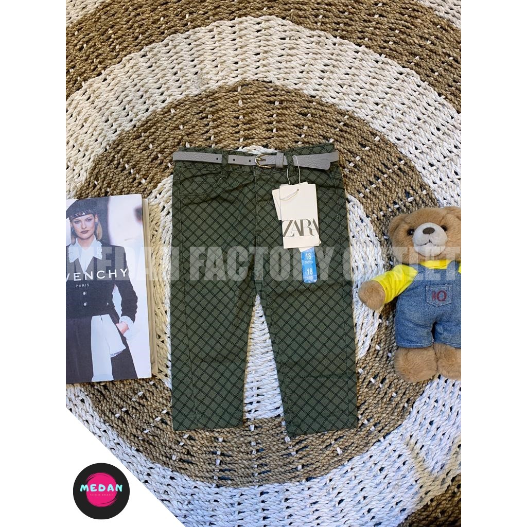 CELANA PANJANG KOTAK HIJAU ZARA - BRAND ZARA - BRAND ORIGINAL - CELANA PANJANG ANAK PEREMPUAN - MEDA