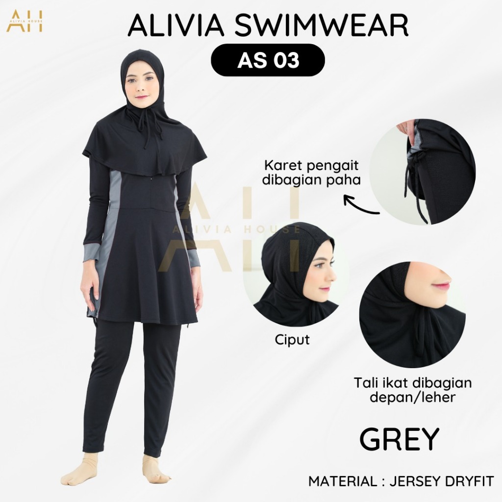 Alivia Swimwear AS03 - Baju renang muslimah dewasa wanita muslim perempuan remaja swimwear hijab Image 7